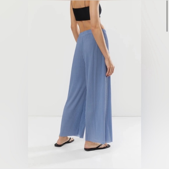 Oak + Fort Wide Leg Pleated Pant Blue - Picture 3 of 7